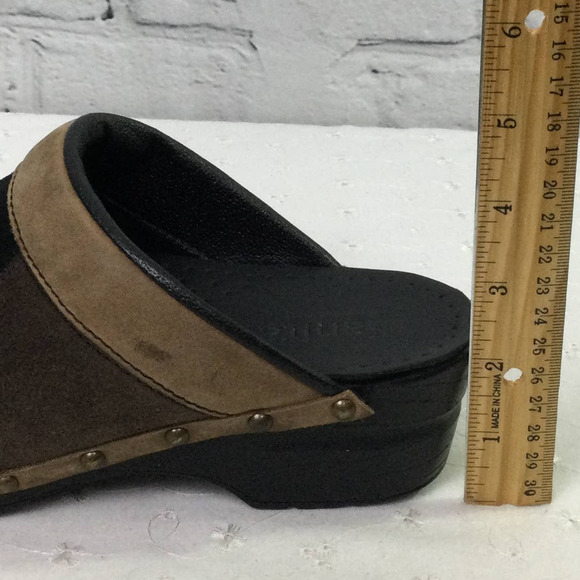 Sanita Black Brown Color Block Suede Studded Slip On Clog Women’s Size 37 - Picture 12 of 14